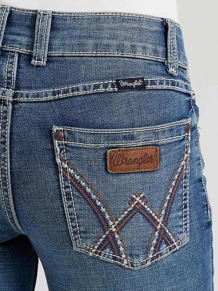Wrangler Women’s Retro Mae Mid Rise Bootcut Jeans – Medium Wash Last Rodeo Western Wear & Hat Bar