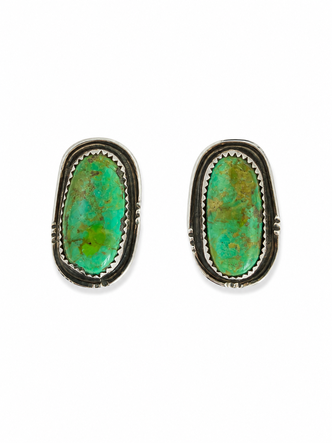 Vintage Sterling Silver Green Turquoise Squash Blossom Necklace & Earring Set Last Rodeo Western Wear & Hat Bar