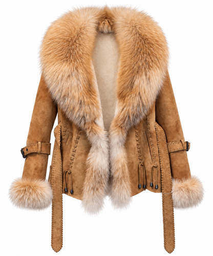 Women’s Luxury Fox Fur & Lambskin Shearling Western Coat