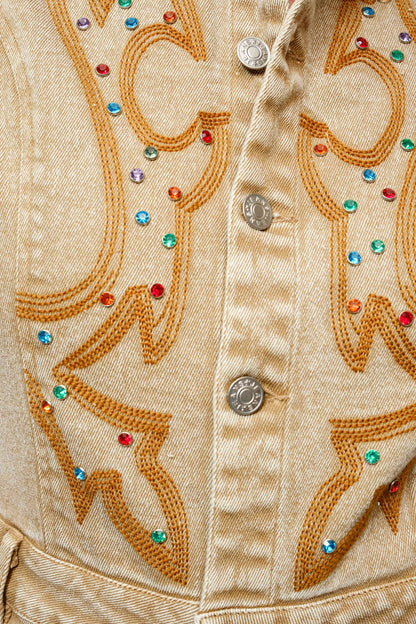Dusty Trails Embroidered Romper Sandstone