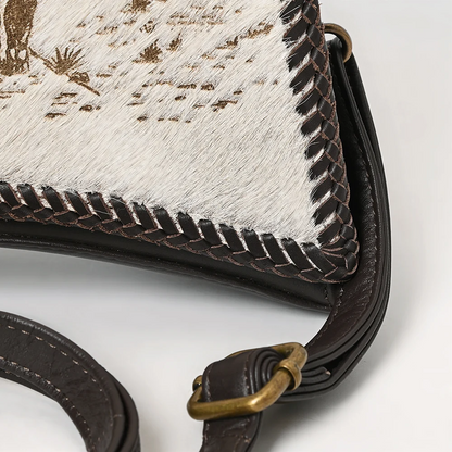 American Darling Cowhide Cowboy Scene Leather Crossbody Bag Last Rodeo Western Wear & Hat Bar