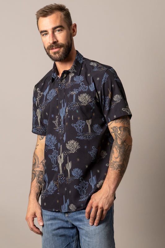 Kimes Ranch Bascom Short Sleeve Western Shirt – Blue Micro Print
