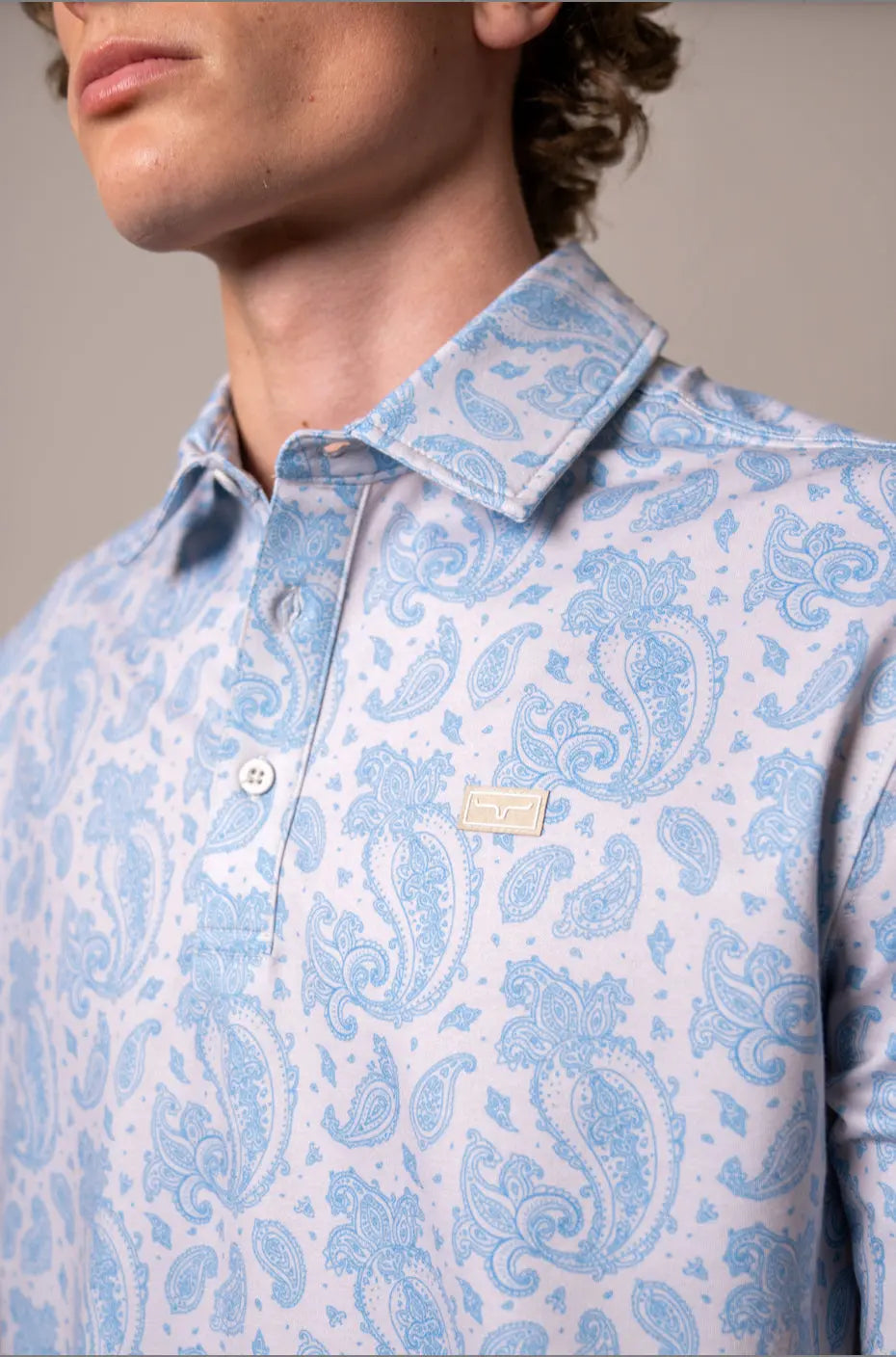 Kimes Ranch Burel Paisley Performance Polo  Blue Kimes Ranch