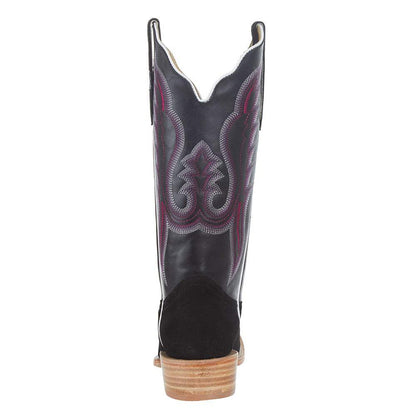 R. Watson Women’s Black Roughout Cutter Toe Cowboy Boots – 13” Last Rodeo Western Wear & Hat Bar