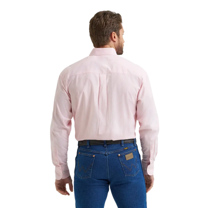Wrangler Men’s Pink Stripe Button Down Western Shirt Last Rodeo Western Wear & Hat Bar