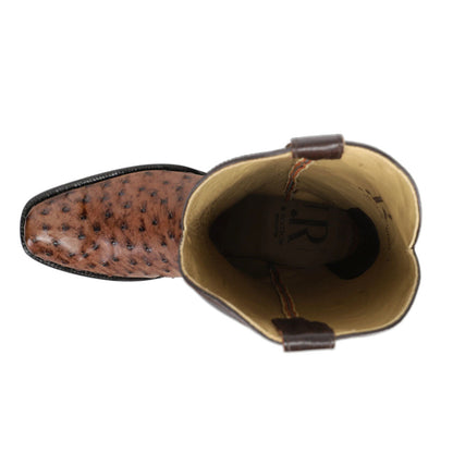 R. Watson Men’s Full Quill Ostrich Square Toe Cowboy Boots – Brown | 13” Shaft