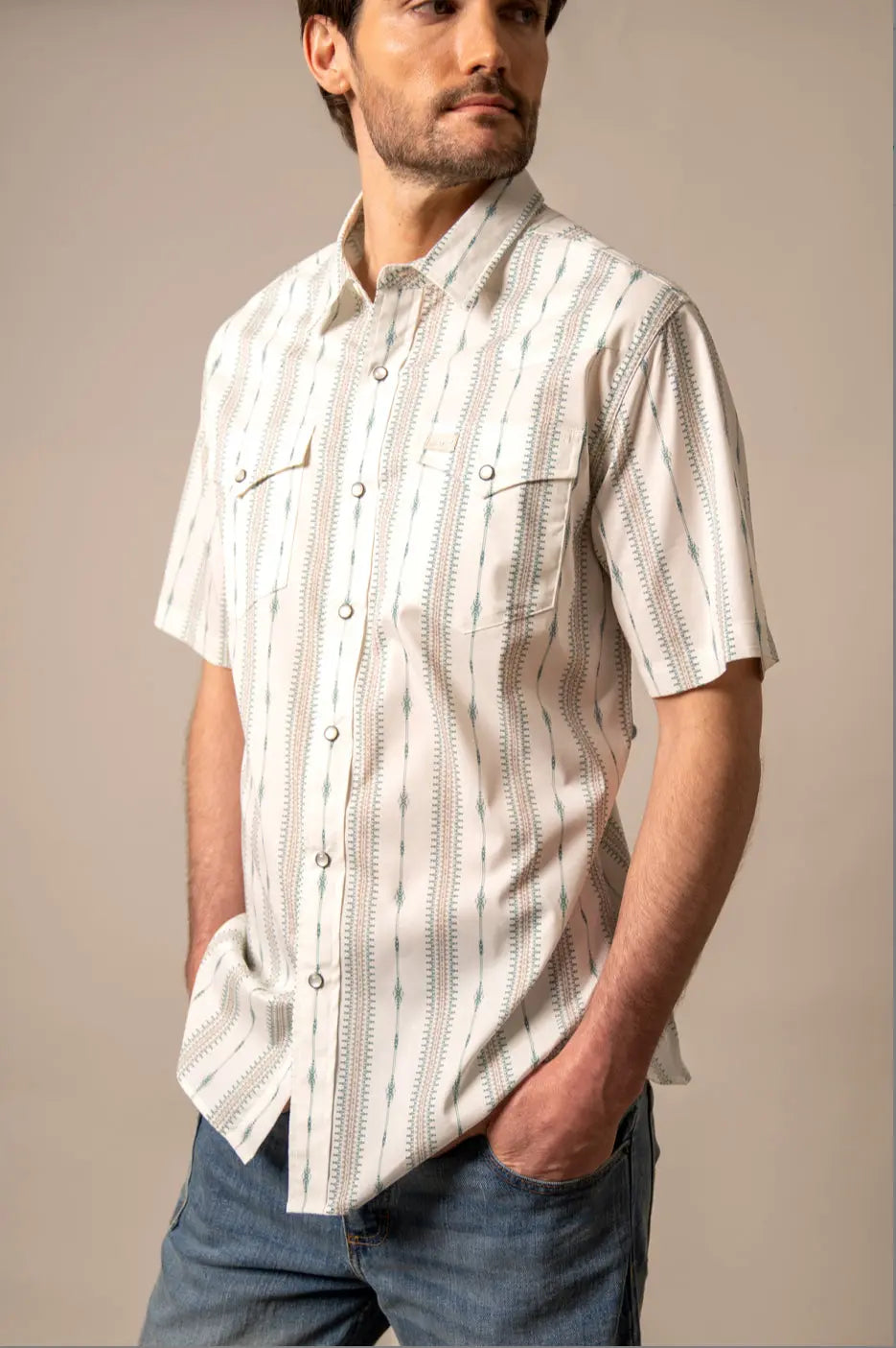 Kimes Ranch Sonny Short Sleeve Western Shirt – Ivory Stripe Kimes Ranch