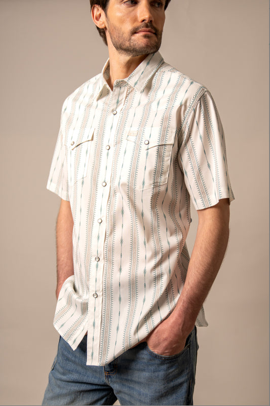 Kimes Ranch Sonny Short Sleeve Western Shirt – Ivory Stripe