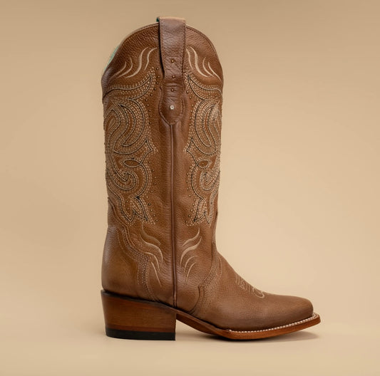 Dusty Caramel Embroidered Cowgirl Boots
