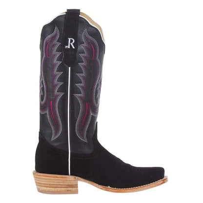R. Watson Women’s Black Roughout Cutter Toe Cowboy Boots – 13” Last Rodeo Western Wear & Hat Bar