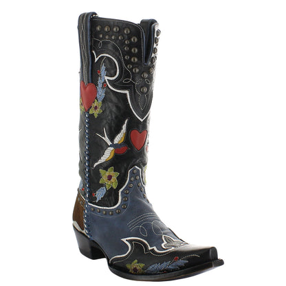 Double D Ranch by Old Gringo Midnight Cowboy DDL058-2 blue embroidered western boot