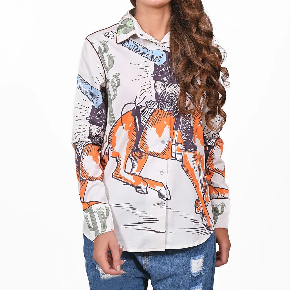 American Darling Rodeo Print 100% Satin Cotton Western Shirt Last Rodeo Western Wear & Hat Bar