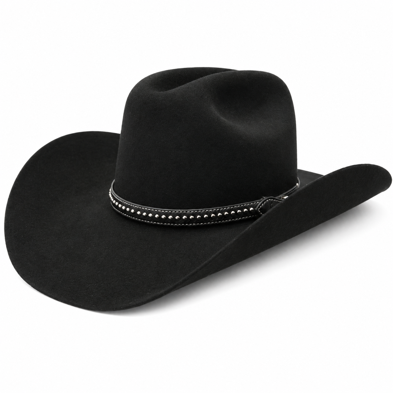 Stetson 6X Cowboy Hat Black with Custom Horsehair & Silver Stud Hat Band