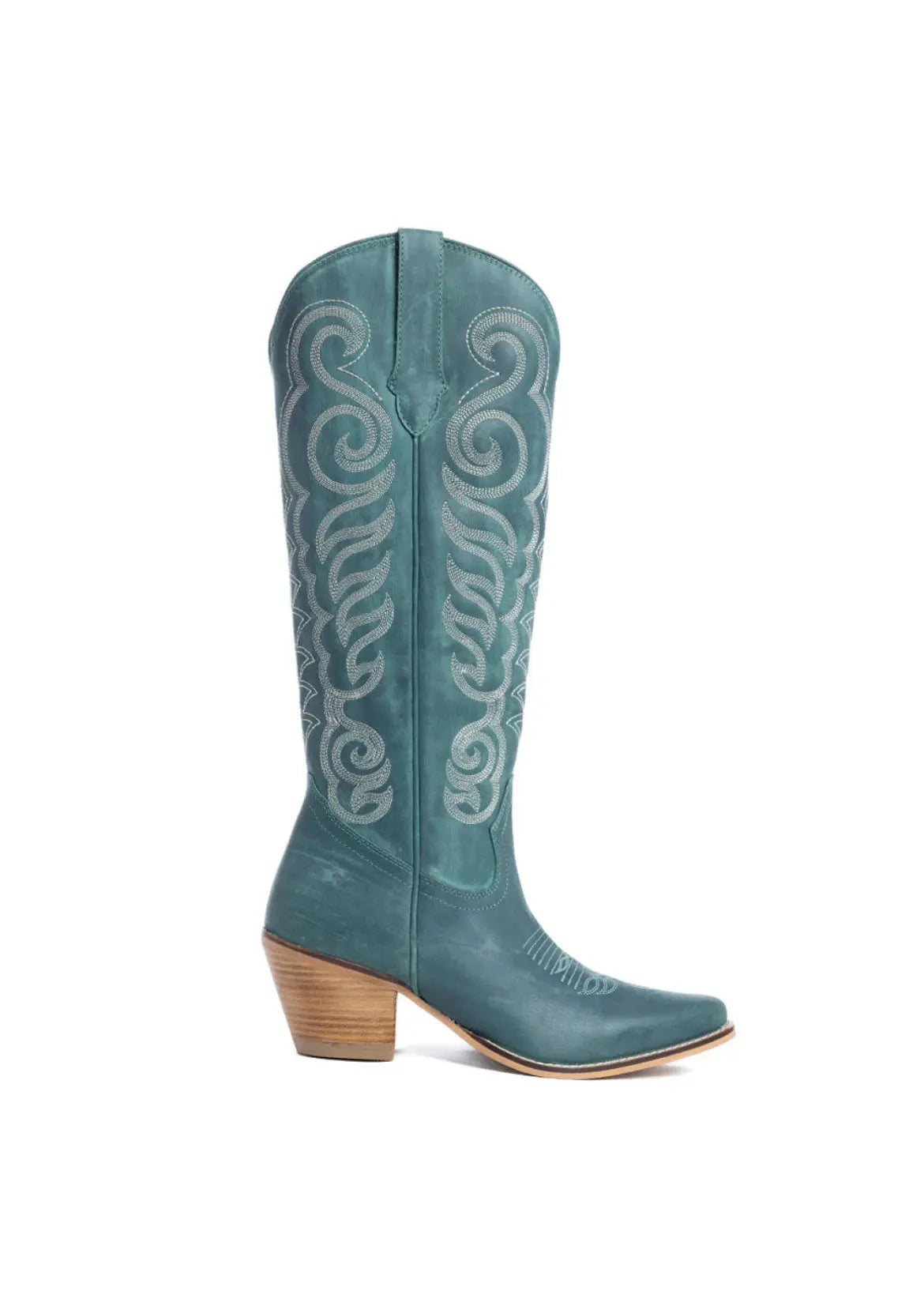 Teal Embroidered Tall Western Boots Last Rodeo Western Wear & Hat Bar