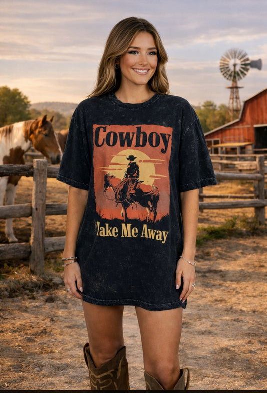 Cowboy Take Me Away Graphic Tee | Western Cowgirl Shirt