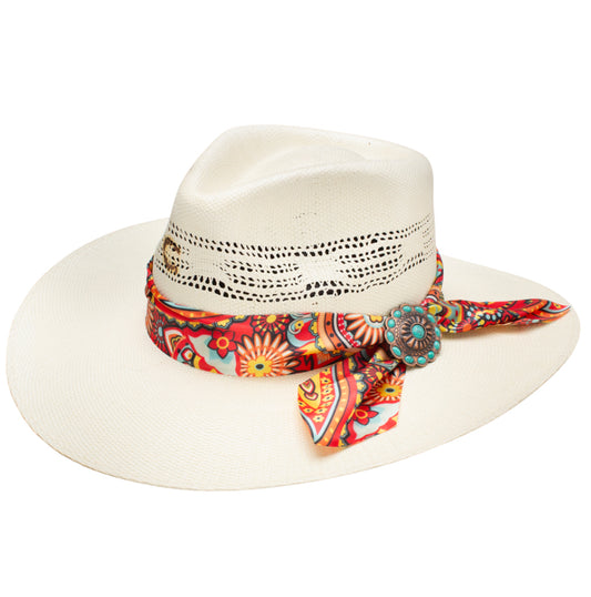 Charlie 1 Horse Chisos Straw Hat Women’s Natural Western Hat with Turquoise Concho Band
