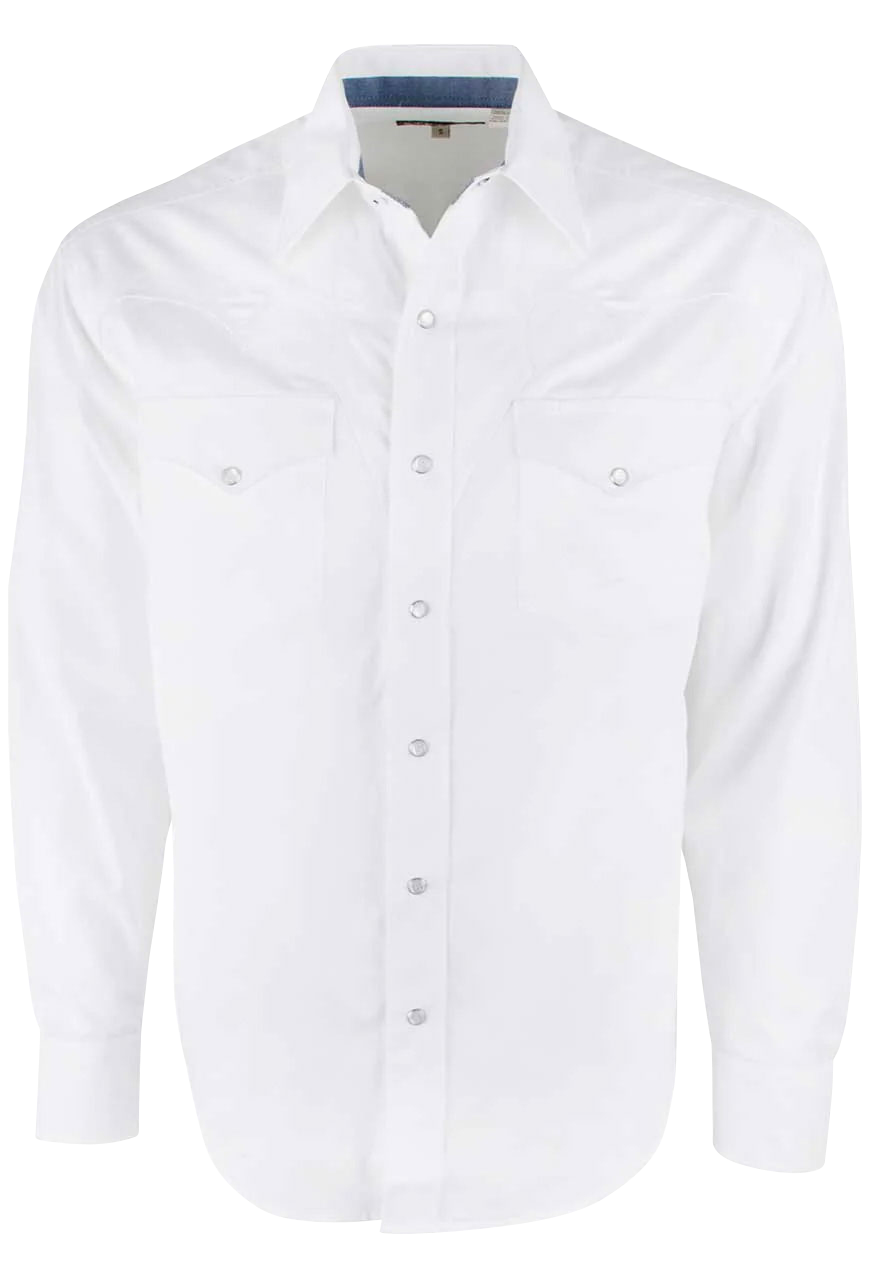 Stetson Men’s White Long Sleeve Western Snap Shirt Last Rodeo Western Wear & Hat Bar