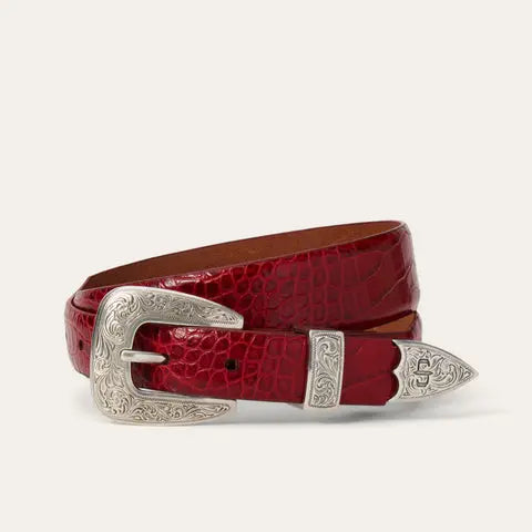 Stetson Women’s Croco Print Tapered Leather Belt – Red Last Rodeo Western Wear & Hat Bar