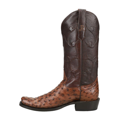 R. Watson Men’s Full Quill Ostrich Square Toe Cowboy Boots – Brown | 13” Shaft