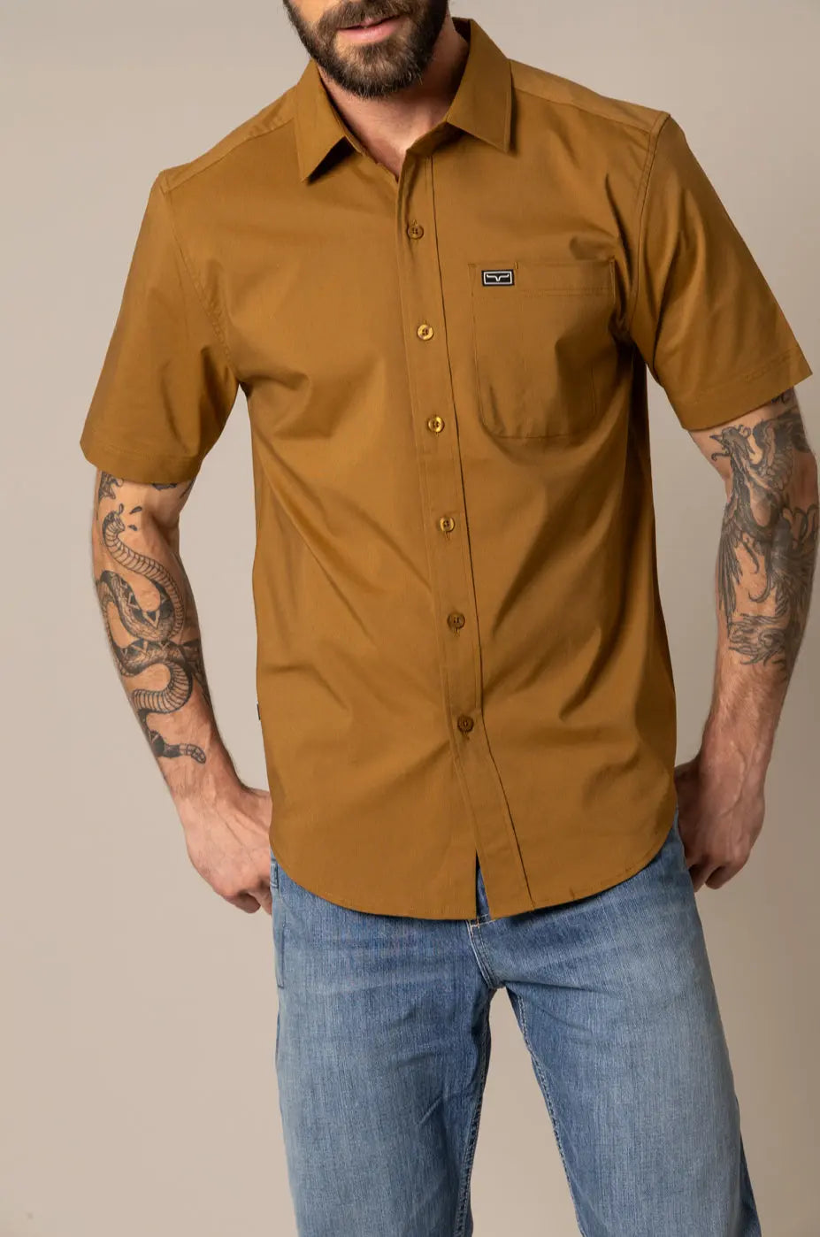 Kimes Ranch Linville Short Sleeve Western Shirt – Waxy Brown Kimes Ranch