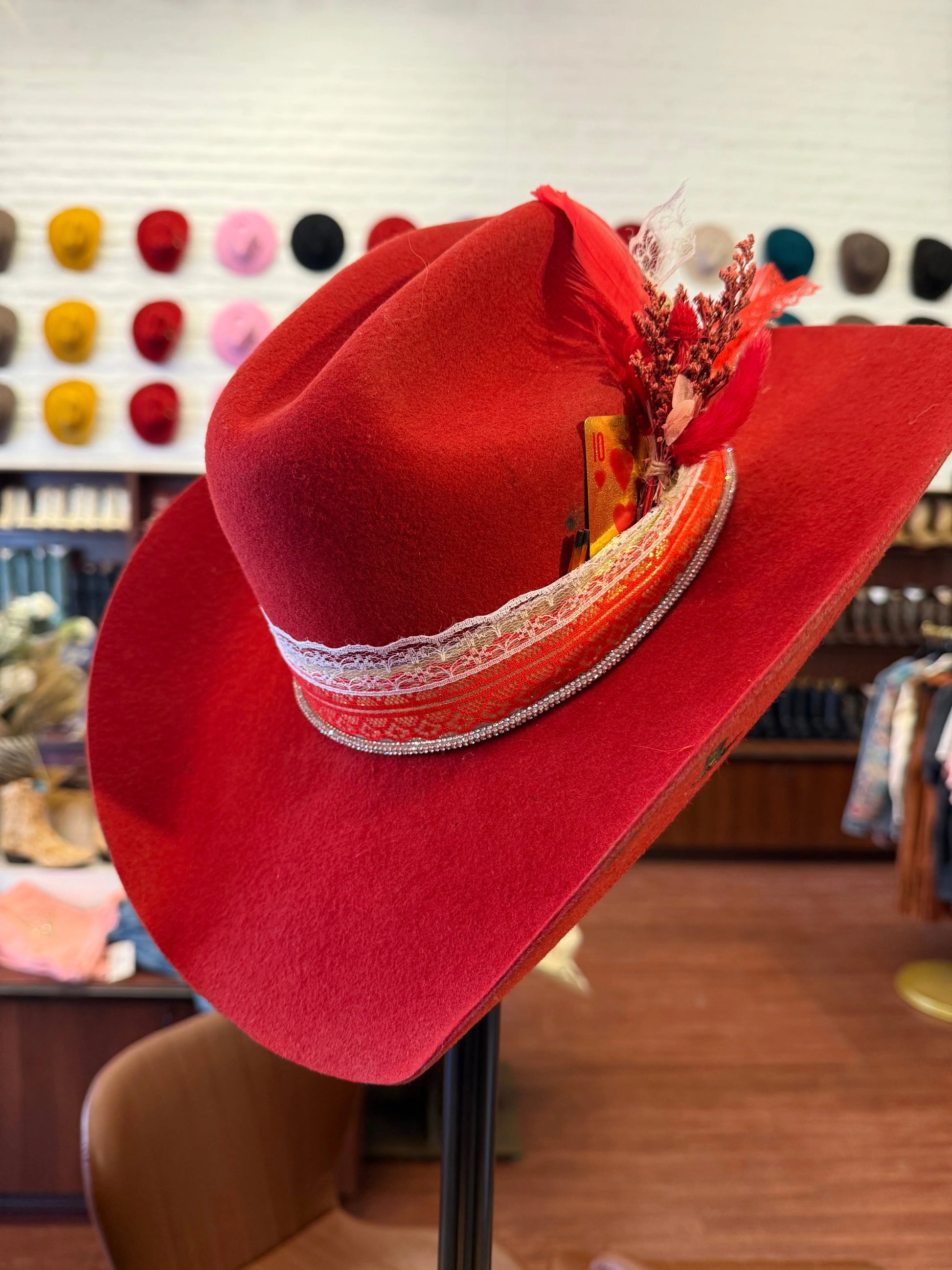 Custom Red Felt Cowboy Hat – Burned Edge Western Hat Last Rodeo Western Wear & Hat Bar