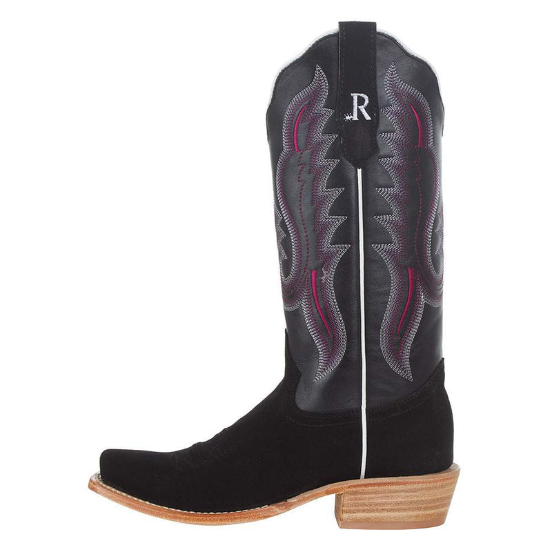R. Watson Women’s Black Roughout Cutter Toe Cowboy Boots – 13” Last Rodeo Western Wear & Hat Bar