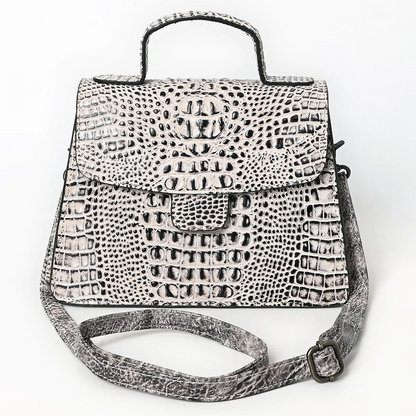 American Darling White Croc-Embossed Leather Crossbody Handbag Last Rodeo Western Wear & Hat Bar