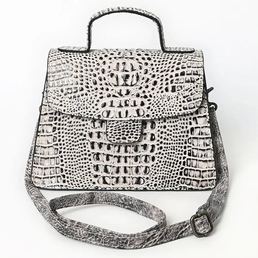 American Darling White Croc-Embossed Leather Crossbody Handbag Last Rodeo Western Wear & Hat Bar