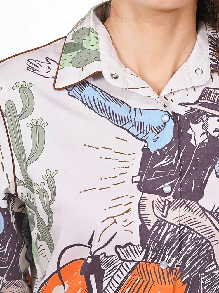 American Darling Rodeo Print 100% Satin Cotton Western Shirt Last Rodeo Western Wear & Hat Bar