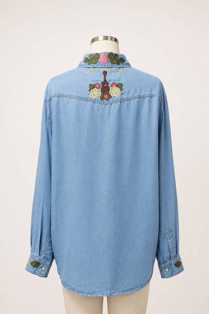 Western floral embroidered Tencel shirt by Last Rodeo Western Wear