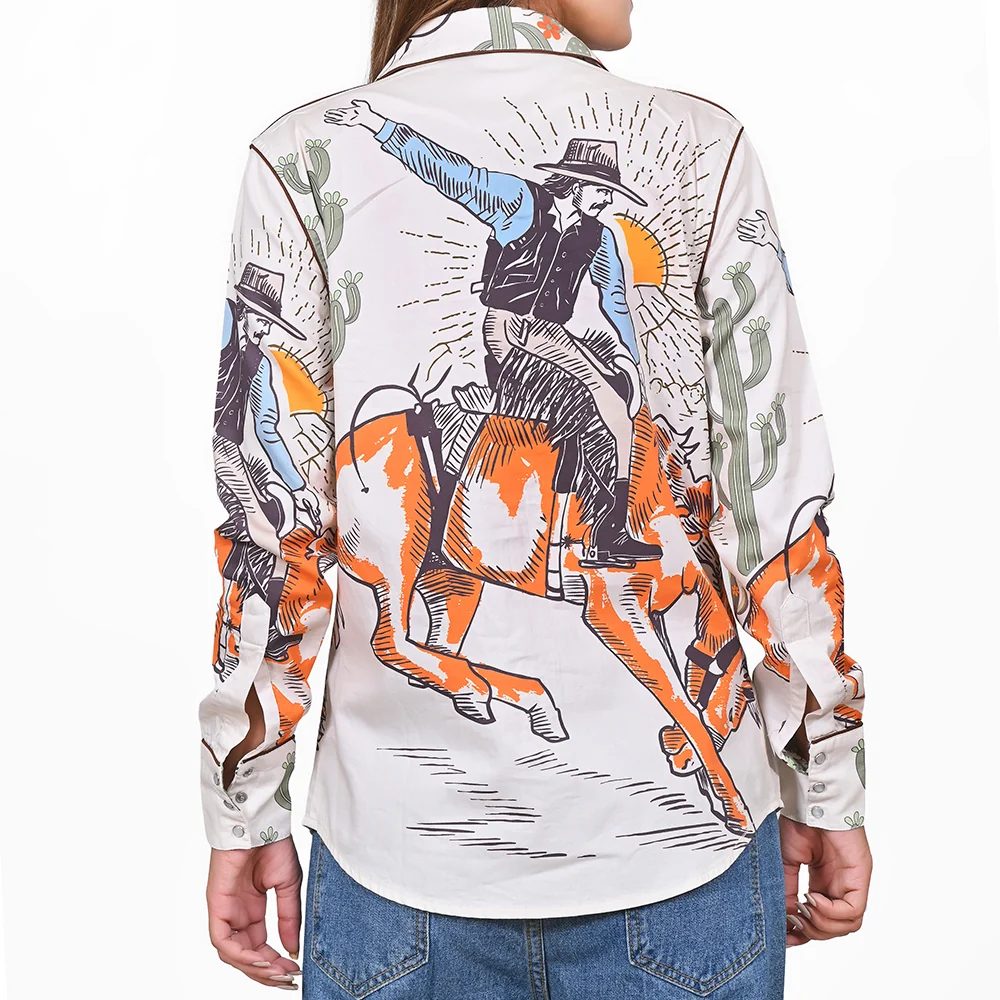 American Darling Rodeo Print 100% Satin Cotton Western Shirt Last Rodeo Western Wear & Hat Bar