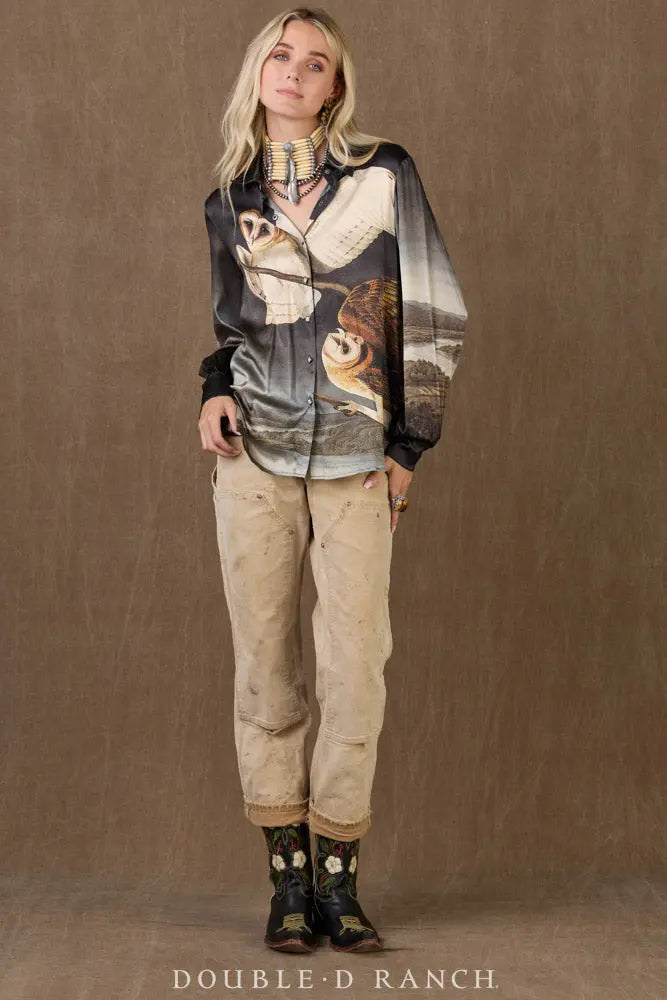Double D Ranch Barn Owl Blouse side view