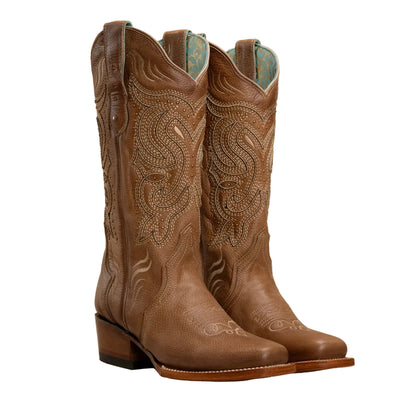 Dusty Caramel Embroidered Cowgirl Boots