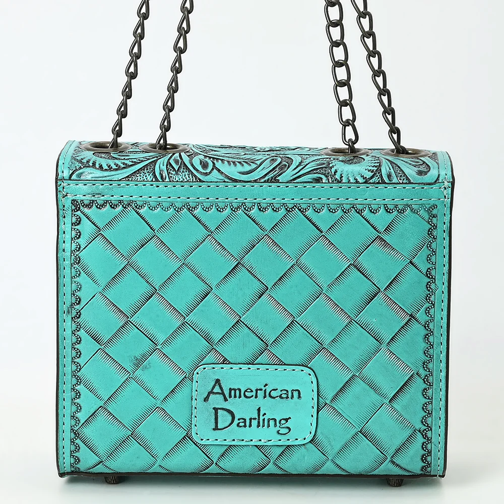 American Darling Turquoise Hand-Tooled Floral Leather Crossbody Bag Last Rodeo Western Wear & Hat Bar