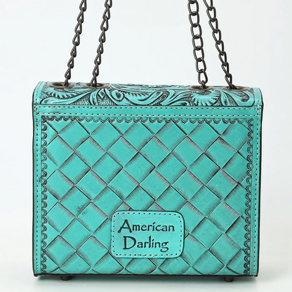 American Darling Turquoise Hand-Tooled Floral Leather Crossbody Bag Last Rodeo Western Wear & Hat Bar