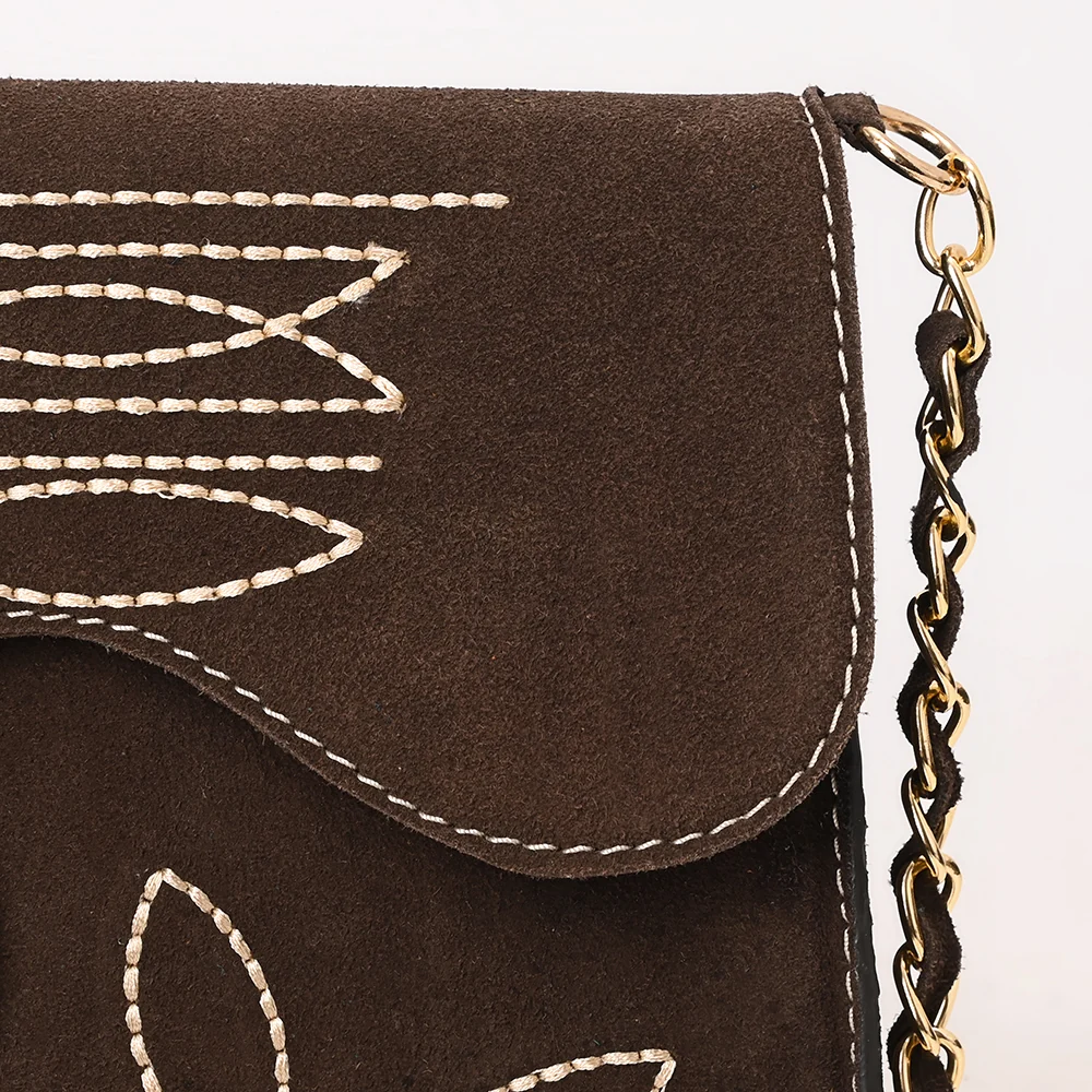 American Darling Brown Suede Western Crossbody Bag with Embroidery Last Rodeo Western Wear & Hat Bar