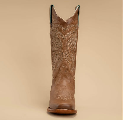 Dusty Caramel Embroidered Cowgirl Boots