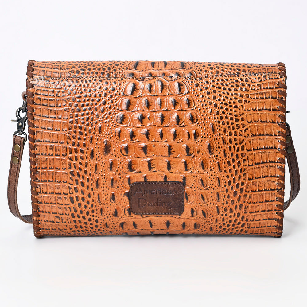 American Darling Brown Crocodile-Embossed Leather Crossbody Bag Last Rodeo Western Wear & Hat Bar