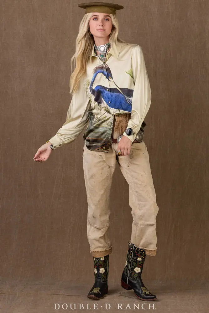 Double D Ranch Louisiana Heron Blouse silk western top front