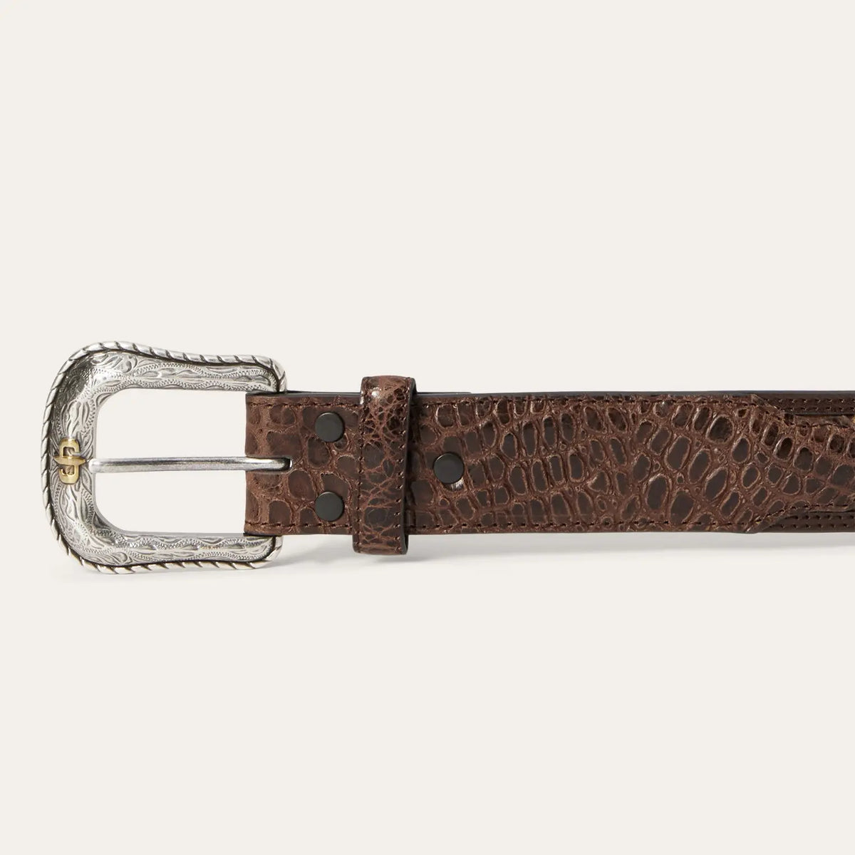 Stetson ostrich print belt two-tone buckle detail