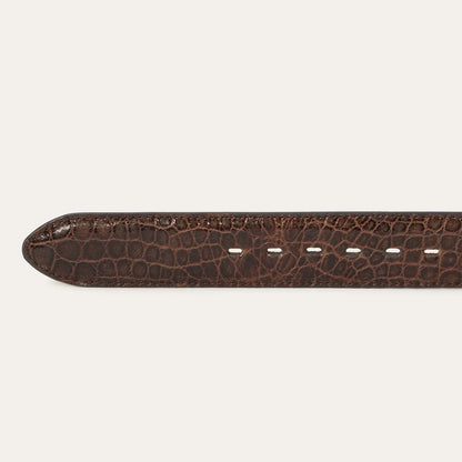 Stetson croco embossed belt tab close-up