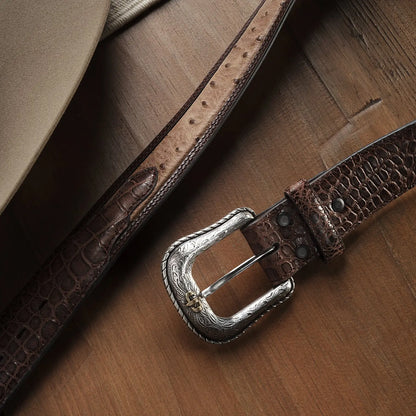 Stetson ostrich print western belt styled outfit