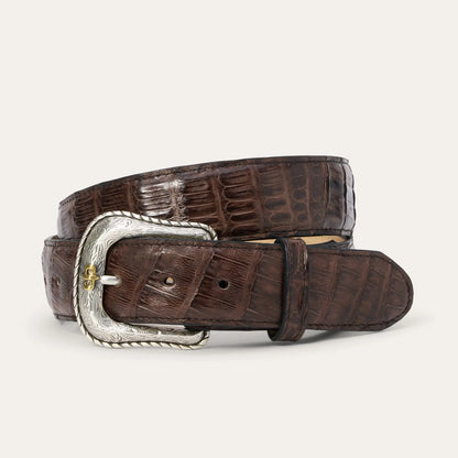 Stetson men’s genuine caiman western tab belt in cigar classic