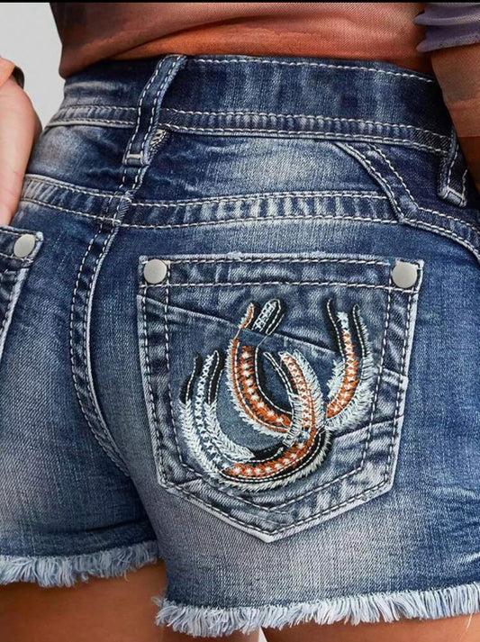 Lucky Horseshoe Denim Shorts
