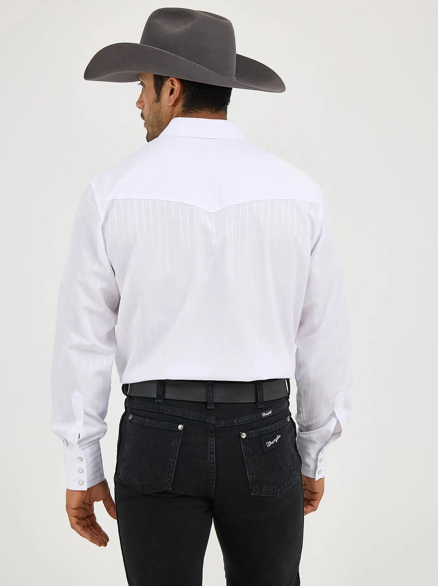 Wrangler Men’s Vintage Stripe Western Snap Shirt – Sky Blue & White Last Rodeo Western Wear & Hat Bar