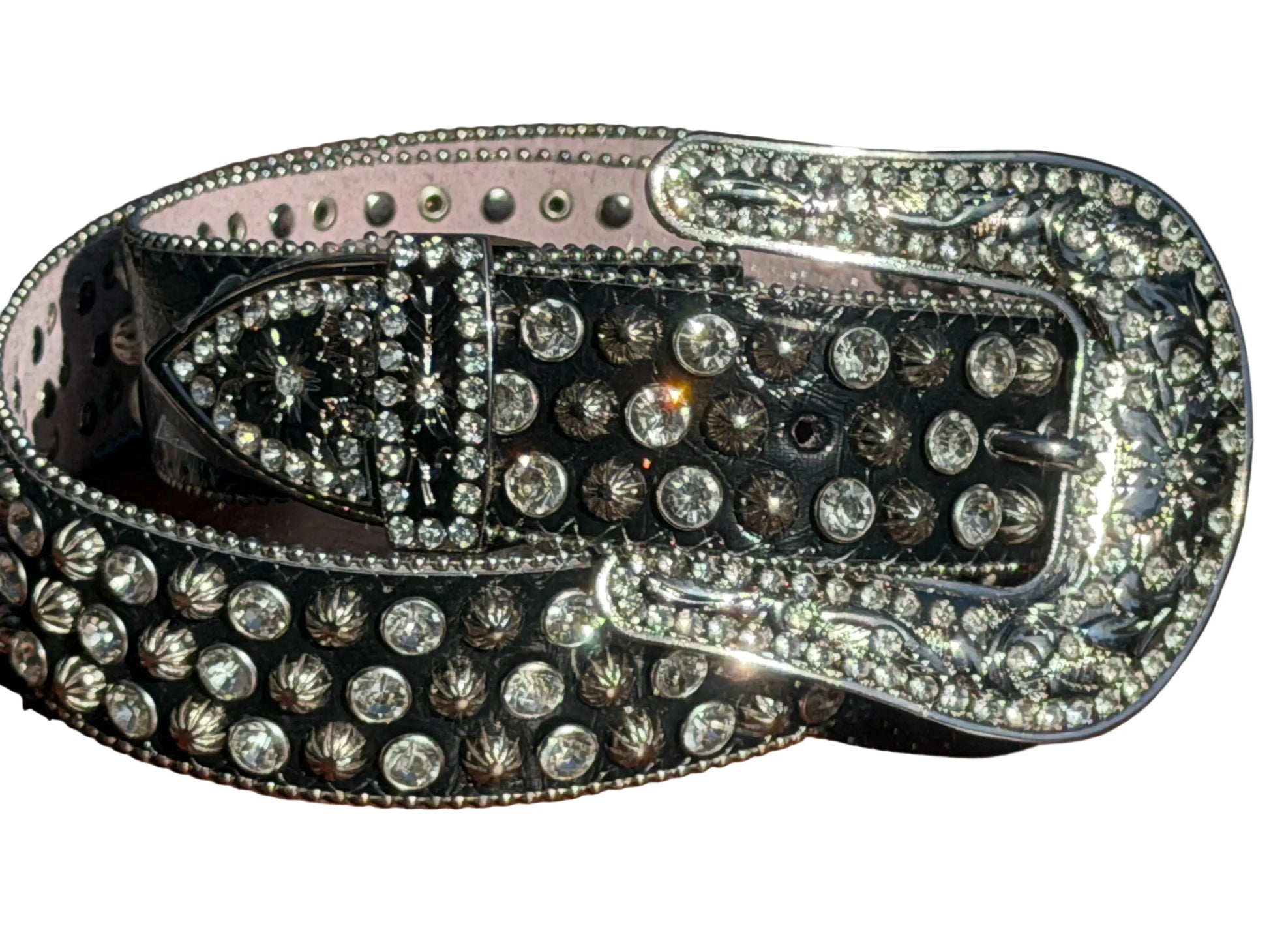 Black Rhinestone Western Belt – Crystal Studded Cowgirl Belt Last Rodeo Western Wear & Hat Bar