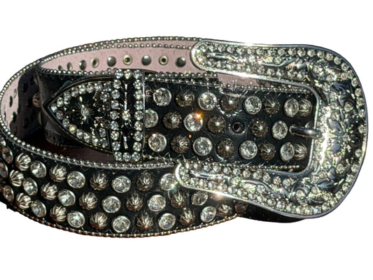Black Rhinestone Western Belt – Crystal Studded Cowgirl Belt
