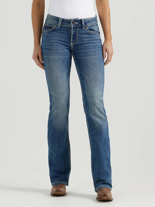Wrangler Women’s Retro Mae Mid Rise Bootcut Jeans – Medium Wash Last Rodeo Western Wear & Hat Bar