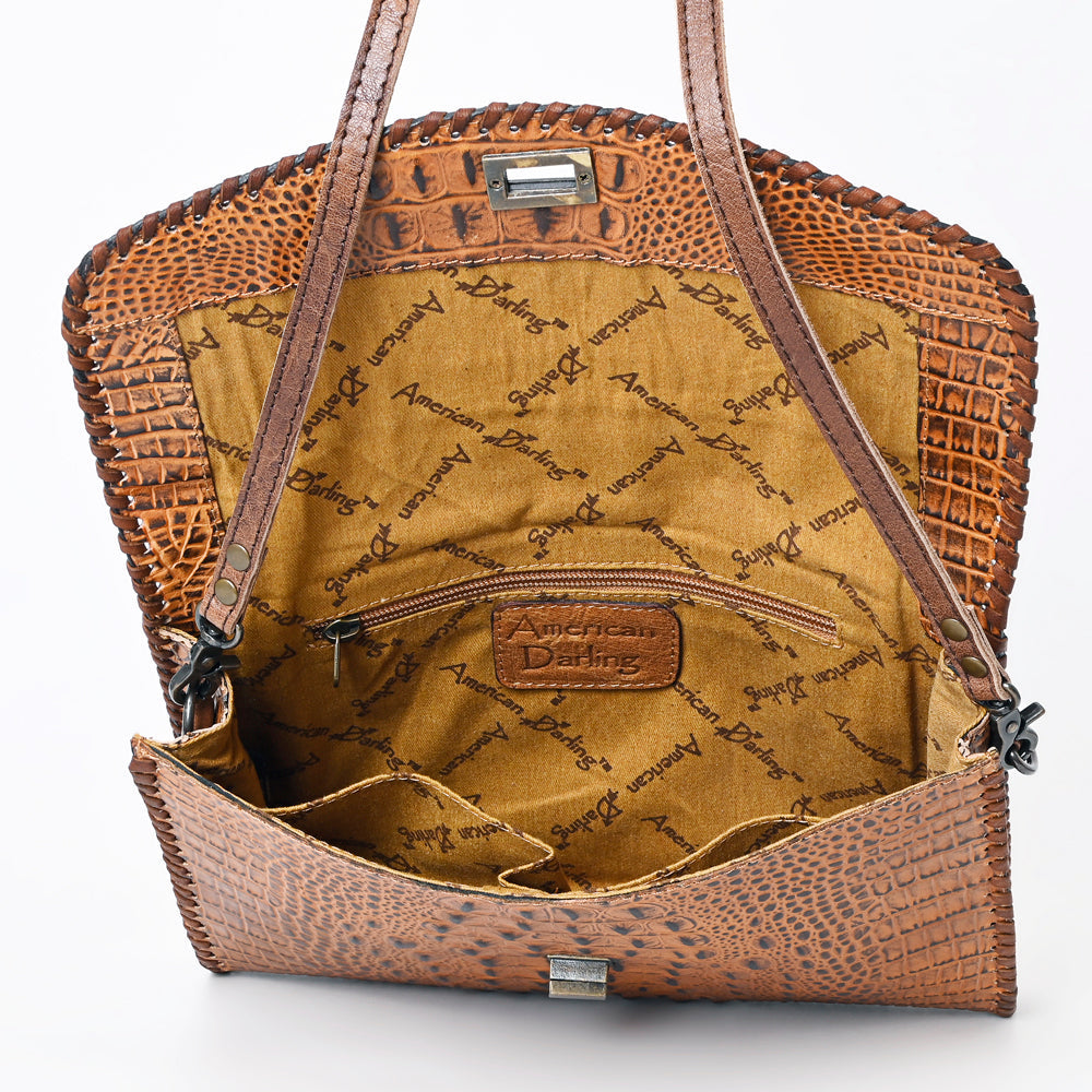 American Darling Brown Crocodile-Embossed Leather Crossbody Bag Last Rodeo Western Wear & Hat Bar