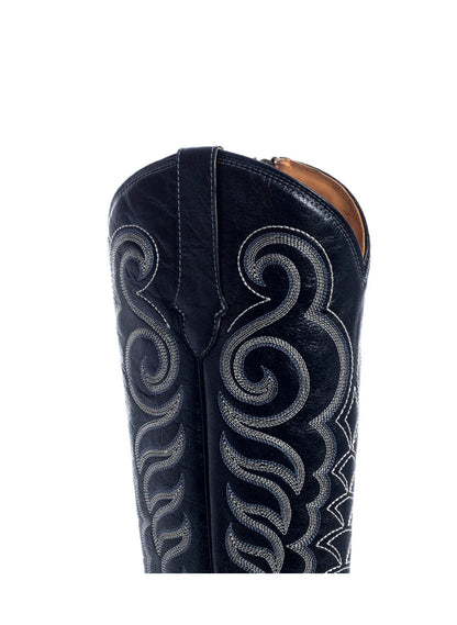 Black Embroidered Tall Western Boots